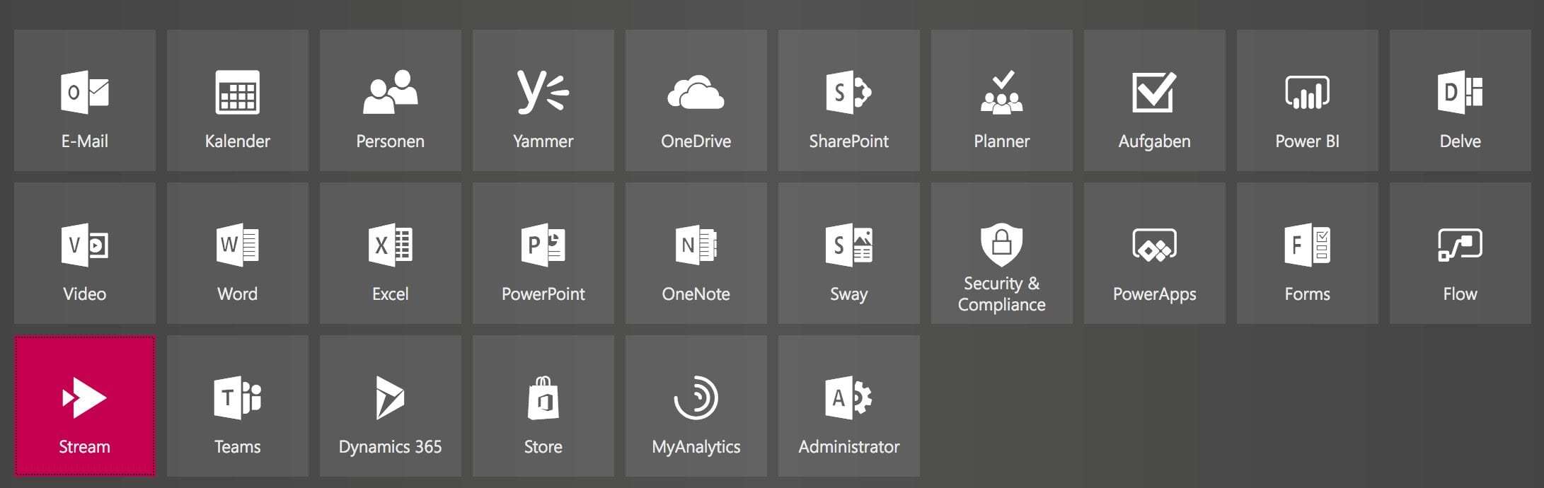 Microsoft Steam App Darstellung im Office 365 Portal