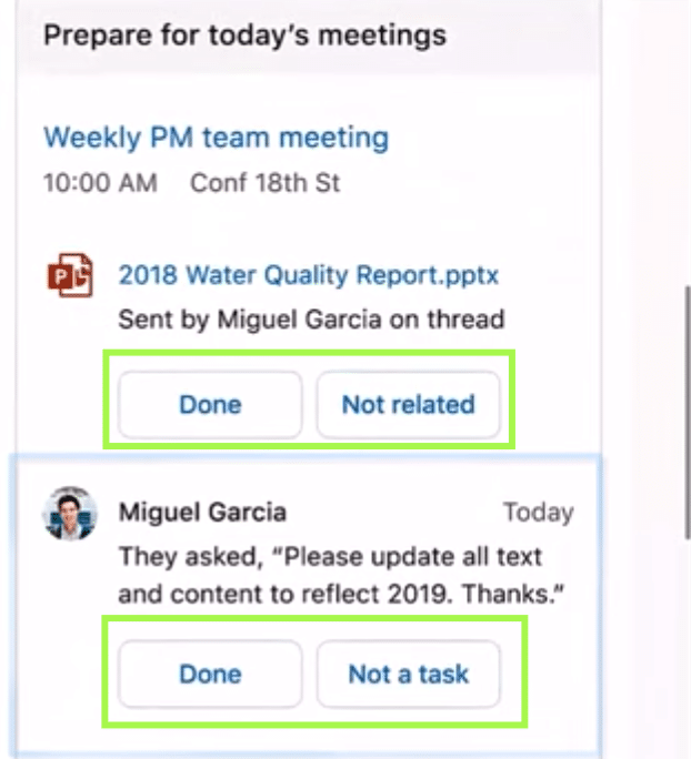 Office 365 AI Cortana Briefing Tasks